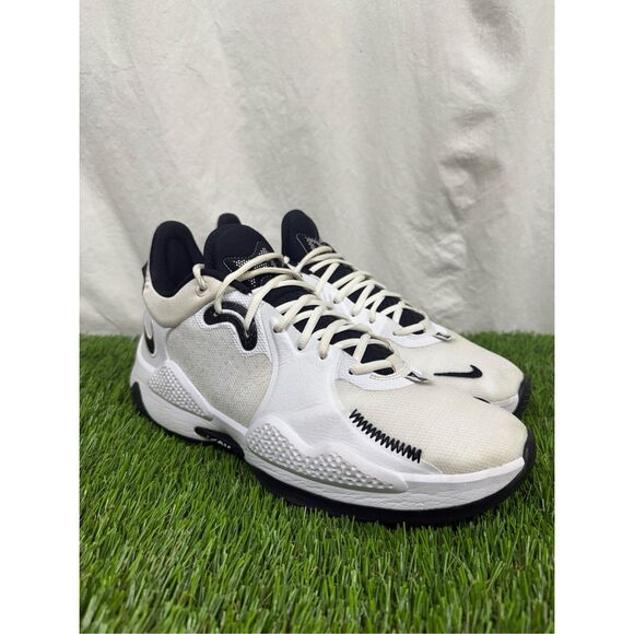 Nike PG‎ 5 TB White Black Basketball Shoes DM5045-100 Men Size 13 - Picture 1 of 7